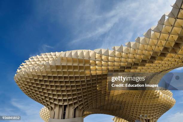 Abstract of Metropol Parasol at Plaza of the Incarnation Seville Spain against sky.