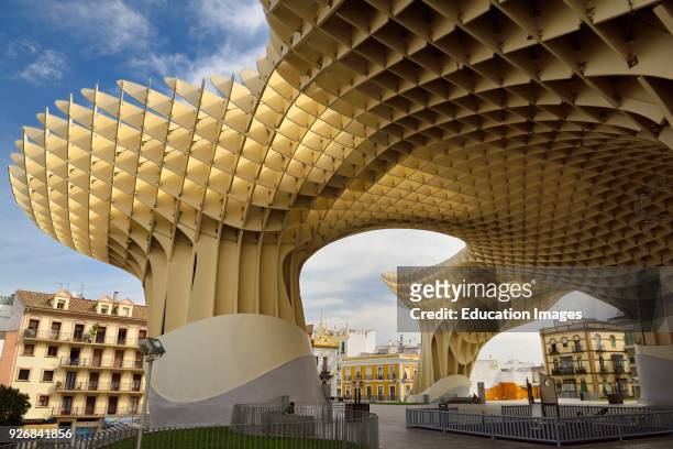 Mushroom canopy of Metropol Parasol at Plaza of the Incarnation Seville Spain.