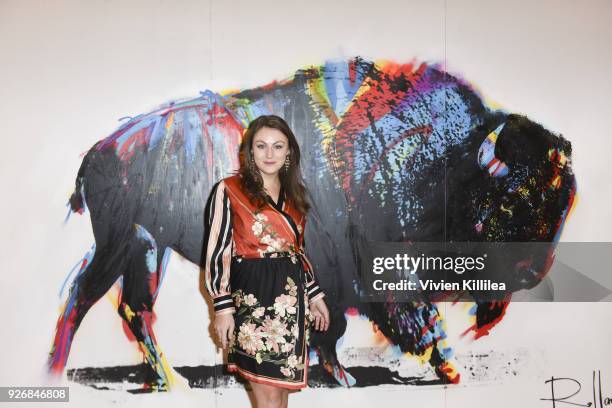 Tamsyn Eames at EcoLuxe Pre-Oscars Lounge at The Beverly Hilton Hotel on March 2, 2018 in Beverly Hills, California.