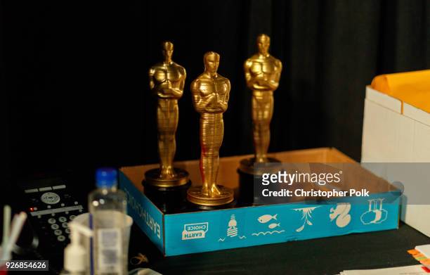 Oscar props backstage during rehersals for the 90th Oscars at The Dolby Theatre on March 3, 2018 in Hollywood, California.