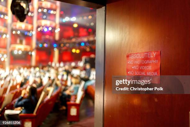 Peak inside the Dolby Theatre during rehersals for the 90th Oscars at The Dolby Theatre on March 3, 2018 in Hollywood, California.