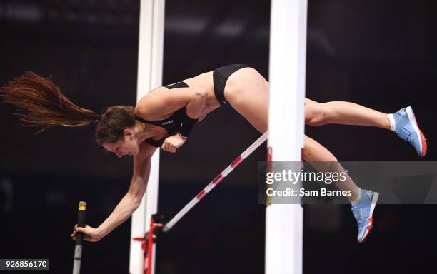 Birmingham , United Kingdom - 3 March 2018; Eliza Mccartney of New Zealand in action during the Women's Pole Vault on Day Three of the IAAF World...