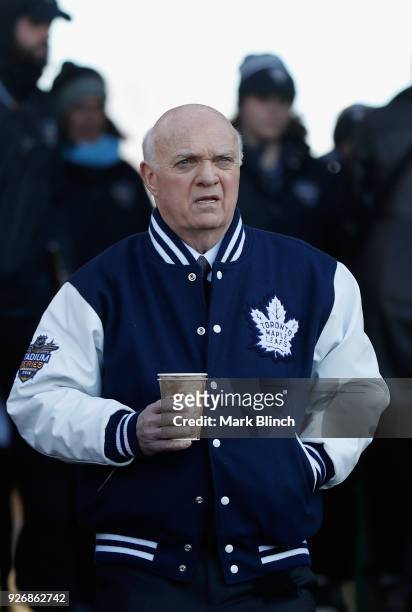 General manager Lou Lamoriello of the Toronto Maple Leafs arrives for the 2018 Coors Light NHL Stadium Series game between the Toronto Maple Leafs...