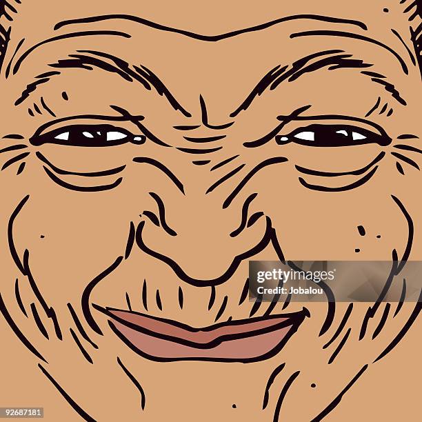 old gracious (faces) - eye wrinkle stock illustrations