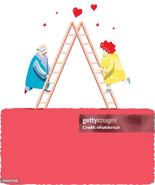 fun illustration of two mature lovers - playing footsie stock illustrations