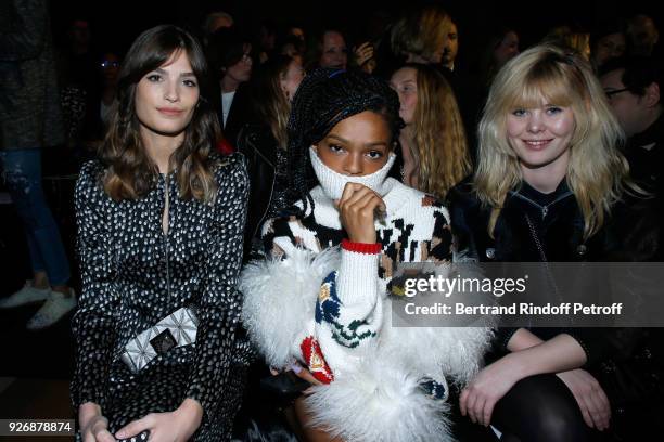 Alma Jodorowsky, Selah Marley and Lou Lesage attend the Sonia Rykiel show as part of the Paris Fashion Week Womenswear Fall/Winter 2018/2019 on March...