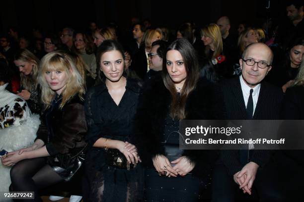 Lou Lesage, Amber Le Bon, Hedieh Loubier and her husband CEO of Sonia Rykiel, Jean-Marc Loubier attend the Sonia Rykiel show as part of the Paris...