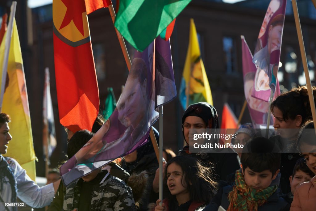 Kurds demonstrate against the Turkish attack on Afrin