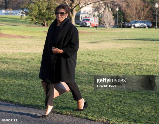 Amalija Knavs, mother of Melania Trump walks to the White House following U.S. President Donald Trump after his visit to Mar-a-Lago.