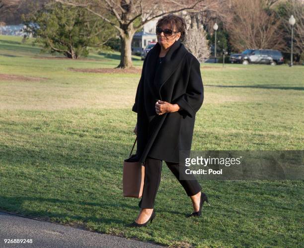 Amalija Knavs, mother of Melania Trump walks to the White House following U.S. President Donald Trump after his visit to Mar-a-Lago.