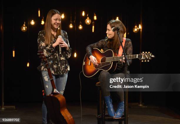 Songwriters Hillary Lindsey and Lori McKenna perform at Country Music Hall of Fame and Museum on March 3, 2018 in Nashville, Tennessee.