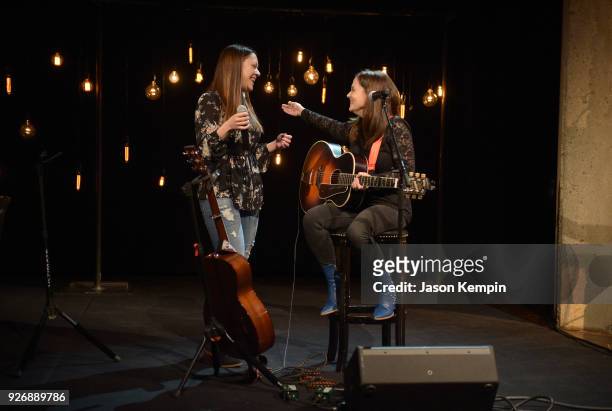 Songwriters Hillary Lindsey and Lori McKenna perform at Country Music Hall of Fame and Museum on March 3, 2018 in Nashville, Tennessee.