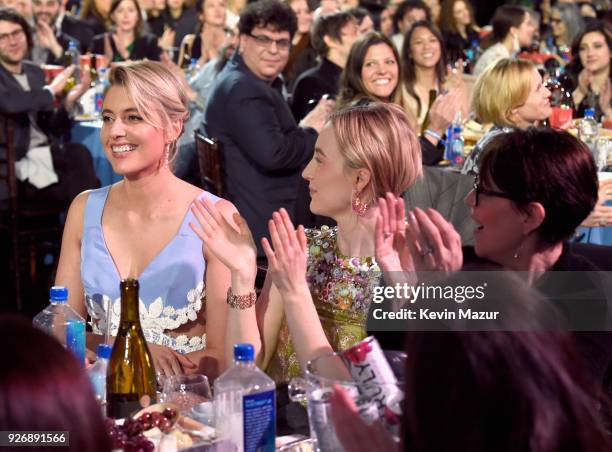 Writer-director Greta Gerwig and actor Saoirse Ronan attend the 2018 Film Independent Spirit Awards on March 3, 2018 in Santa Monica, California.