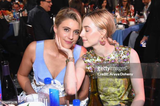 Actor/filmmaker Greta Gerwig and actor Saoirse Ronan attend the 2018 Film Independent Spirit Awards on March 3, 2018 in Santa Monica, California.