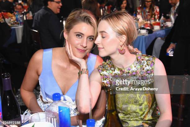 Actor/filmmaker Greta Gerwig and actor Saoirse Ronan attend the 2018 Film Independent Spirit Awards on March 3, 2018 in Santa Monica, California.