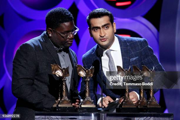Actors Lil Rel Howery and Kumail Nanjiani speak onstage during the 2018 Film Independent Spirit Awards on March 3, 2018 in Santa Monica, California.