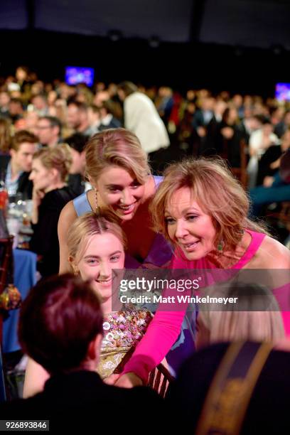 Actor Saoirse Ronan, director Greta Gerwig, and actor Allison Janney during the 2018 Film Independent Spirit Awards on March 3, 2018 in Santa Monica,...