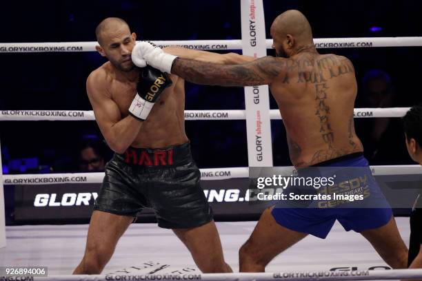 Badr Hari vs Hesdy Gerges during the match between Badr vs Hesdy v GLORY 51 SuperFight Series at the Ahoy on March 3, 2018 in Rotterdam Netherlands