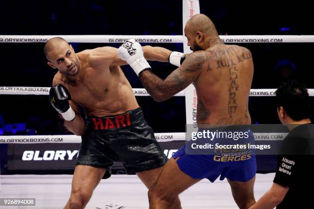 Badr Hari vs Hesdy Gerges during the match between Badr vs Hesdy v GLORY 51 SuperFight Series at the Ahoy on March 3, 2018 in Rotterdam Netherlands