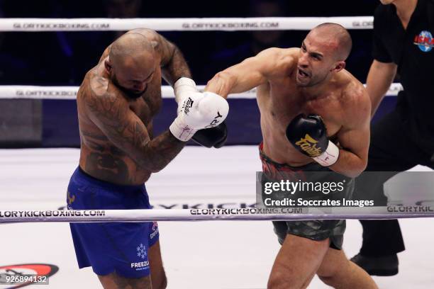 Badr Hari vs Hesdy Gerges during the match between Badr vs Hesdy v GLORY 51 SuperFight Series at the Ahoy on March 3, 2018 in Rotterdam Netherlands