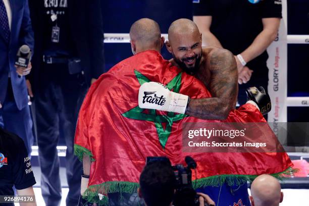 Badr Hari vs Hesdy Gerges during the match between Badr vs Hesdy v GLORY 51 SuperFight Series at the Ahoy on March 3, 2018 in Rotterdam Netherlands