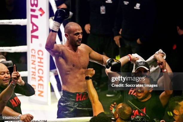 Badr Hari vs Hesdy Gerges during the match between Badr vs Hesdy v GLORY 51 SuperFight Series at the Ahoy on March 3, 2018 in Rotterdam Netherlands