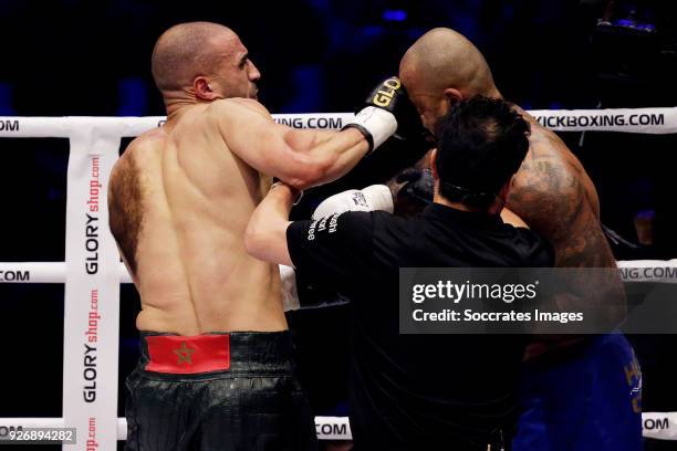 Badr Hari vs Hesdy Gerges during the match between Badr vs Hesdy v GLORY 51 SuperFight Series at the Ahoy on March 3, 2018 in Rotterdam Netherlands