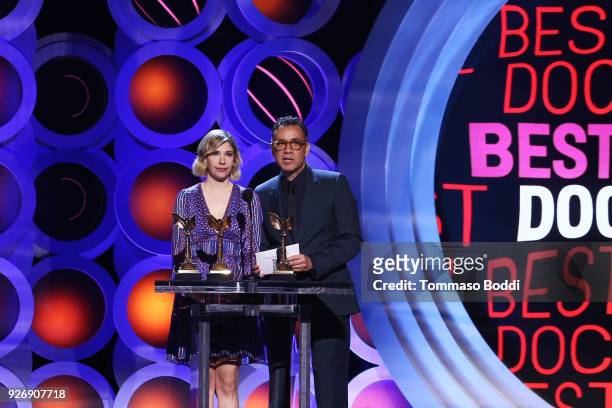 Actors Carrie Brownstein and Fred Armisen speak onstage during the 2018 Film Independent Spirit Awards on March 3, 2018 in Santa Monica, California.