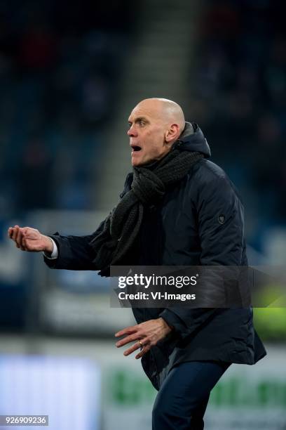 Coach Jurgen Streppel of sc Heerenveen during the Dutch Eredivisie match between sc Heerenveen and Willem II Rotterdam at Abe Lenstra Stadium on...