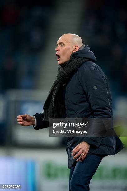 Coach Jurgen Streppel of sc Heerenveen during the Dutch Eredivisie match between sc Heerenveen and Willem II Rotterdam at Abe Lenstra Stadium on...