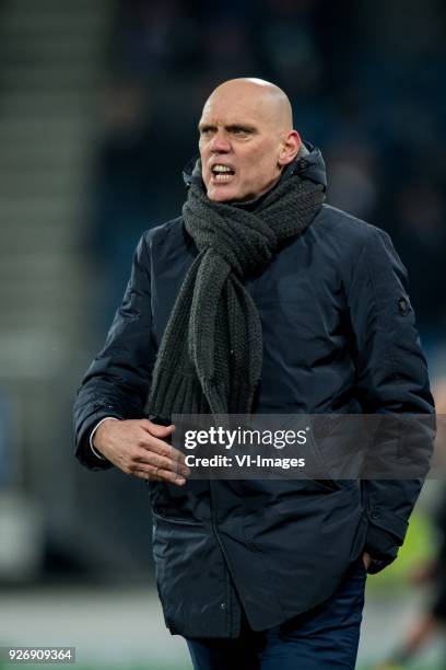 Coach Jurgen Streppel of sc Heerenveen during the Dutch Eredivisie match between sc Heerenveen and Willem II Rotterdam at Abe Lenstra Stadium on...