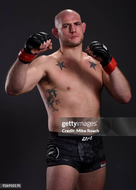 Jordan Johnson poses for a portrait backstage after his victory over Adam Milstead during the UFC 222 event inside T-Mobile Arena on March 3, 2018 in...