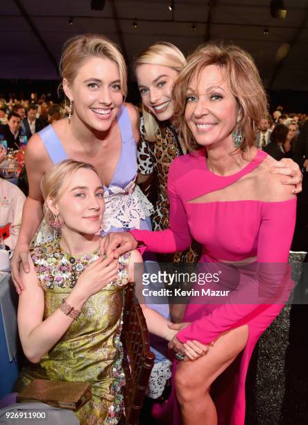 Saoirse Ronan, Greta Gerwig, Margot Robbie and Allison Janney attend the 2018 Film Independent Spirit Awards on March 3, 2018 in Santa Monica,...