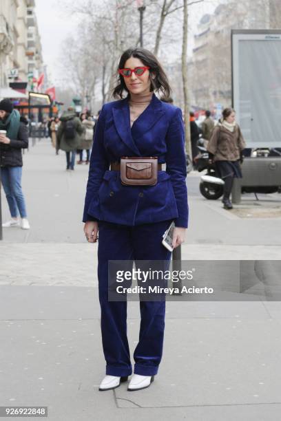 Fashion influencer, Deborah Reyner Sebag, seen during Paris Fashion Week Womenswear Fall/Winter 2018/2019 on March 3, 2018 in Paris, France.
