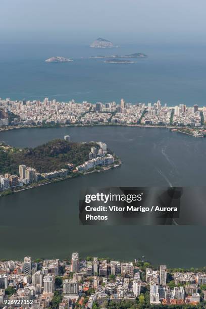 view of rodrigo de freitas lagoon in rio de janeiro, brazil - touristical stock pictures, royalty-free photos & images