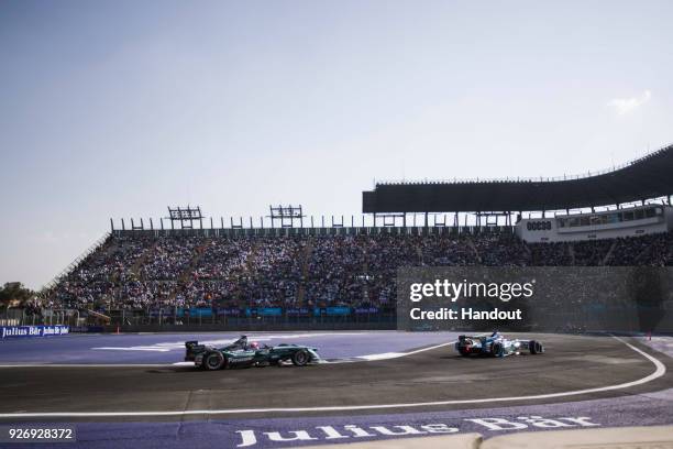 In this handout provided by Jaguar Racing, Mitch Evans , Panasonic Jaguar Racing, Jaguar I-Type II during the Mexico City ePrix, Round 5 of the...