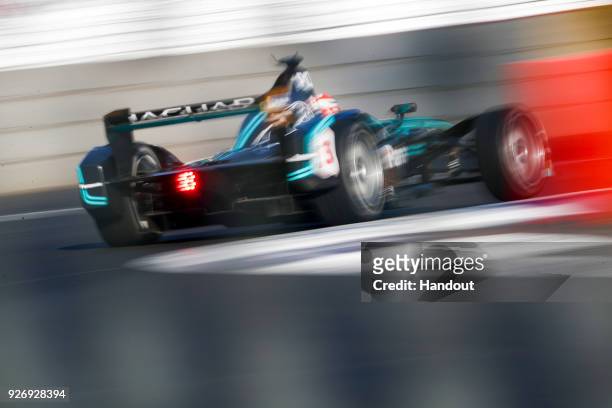 In this handout provided by Jaguar Racing, Nelson Piquet Jr. , Panasonic Jaguar Racing, Jaguar I-Type II in action during the Mexico City ePrix,...