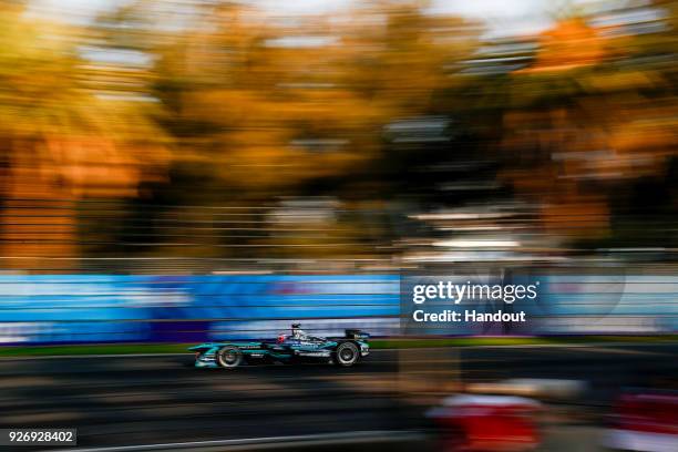 In this handout provided by Jaguar Racing, Mitch Evans , Panasonic Jaguar Racing, Jaguar I-Type II in action during the Mexico City ePrix, Round 5 of...