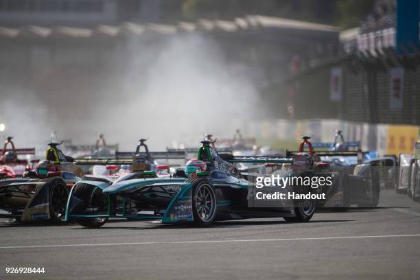 In this handout provided by Jaguar Racing, Nelson Piquet Jr. , Panasonic Jaguar Racing, Jaguar I-Type II during the Mexico City ePrix, Round 5 of the...