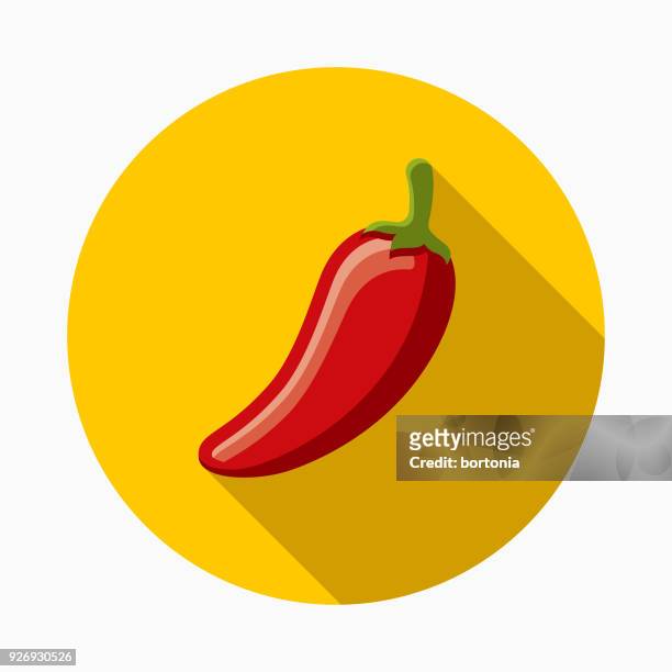 hot pepper flache mexiko designikone mit seite schatten - chili schote stock-grafiken, -clipart, -cartoons und -symbole