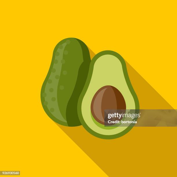 avocado flat design mexico icon with side shadow - avocado stock illustrations