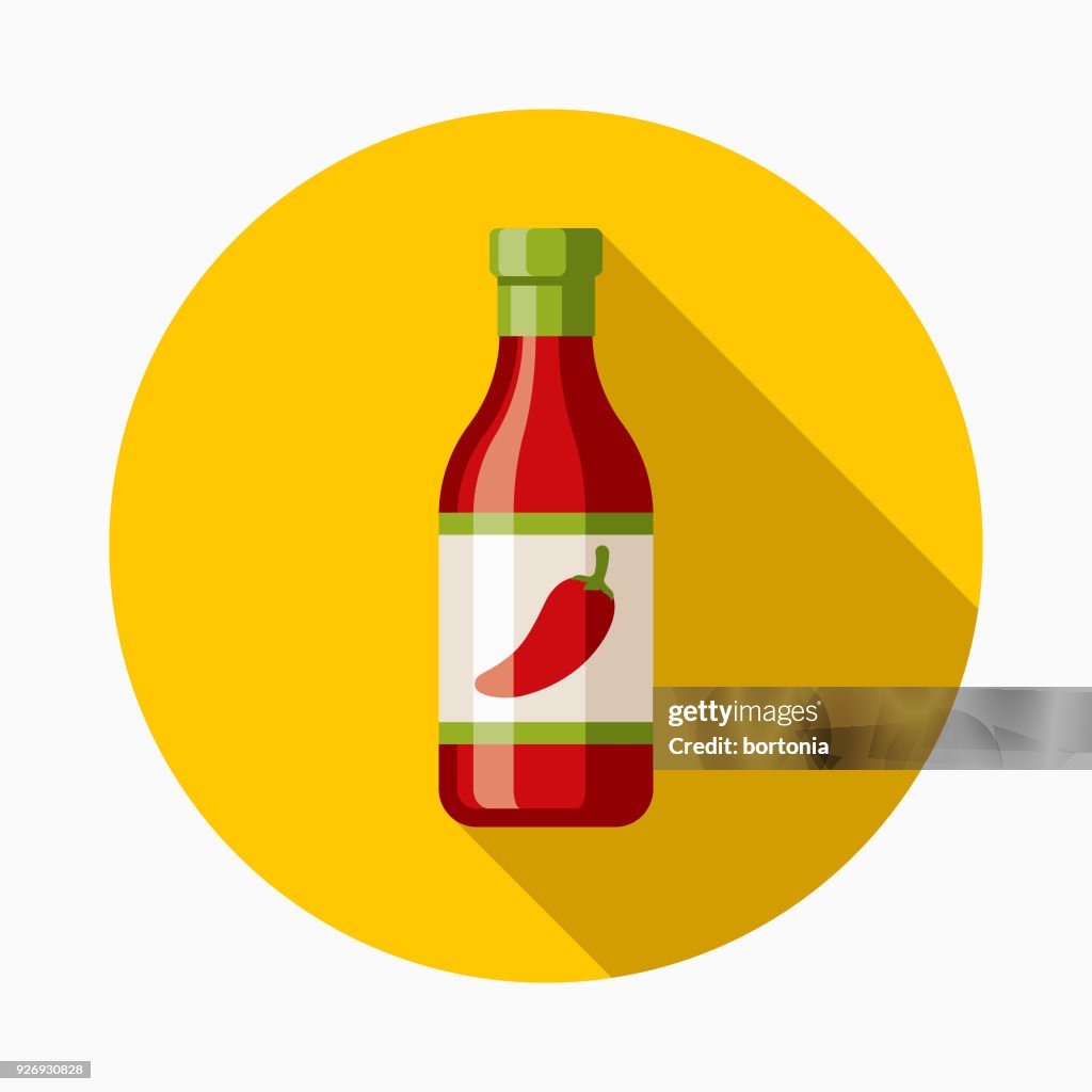 Hot Sauce Flat Design Mexico Icon with Side Shadow
