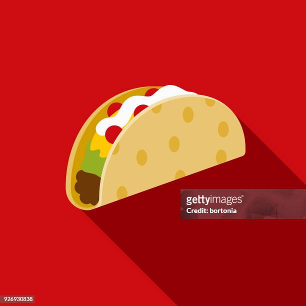 taco flat design mexico icon with side shadow - taco stock illustrations