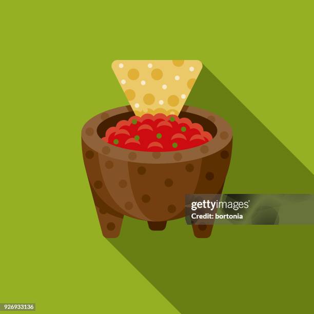 salsa flat design mexico icon with side shadow - tortilla chip stock illustrations