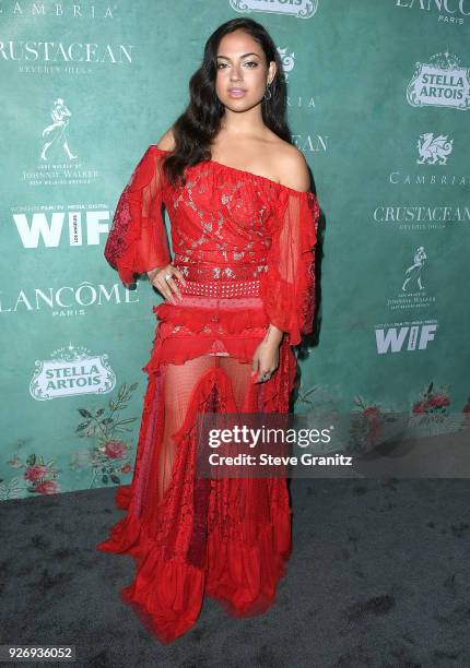 Inanna Sarkis arrives at the 11th Annual Celebration Of The 2018 Female Oscar Nominees Presented By Women In Film at Crustacean on March 2, 2018 in...