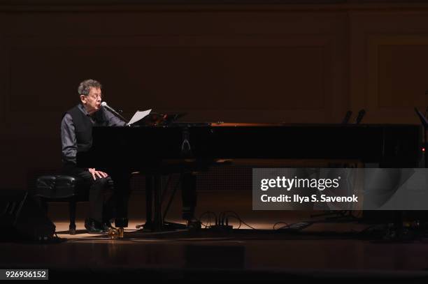 Philip Glass performs onstage at the 31st Annual Tibet House US Benefit Concert & Gala at Carnegie Hall on March 3, 2018 in New York City.