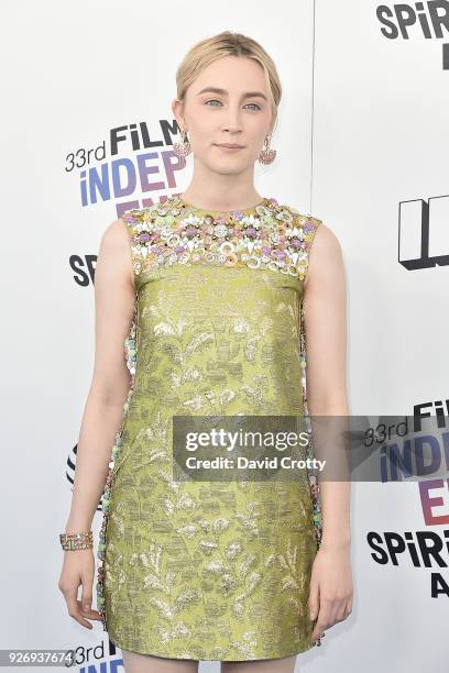 Saoirse Ronan attends the 2018 Film Independent Spirit Awards - Arrivals on March 3, 2018 in Santa Monica, California.