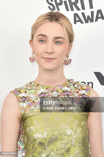 Saoirse Ronan attends the 2018 Film Independent Spirit Awards - Arrivals on March 3, 2018 in Santa Monica, California.