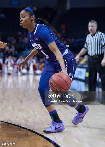 Texas Christian University Toree Thompson in game during the Oklahoma Sooners Big 12 Women's Championship game versus the TCU Horned Frogs on March 3...