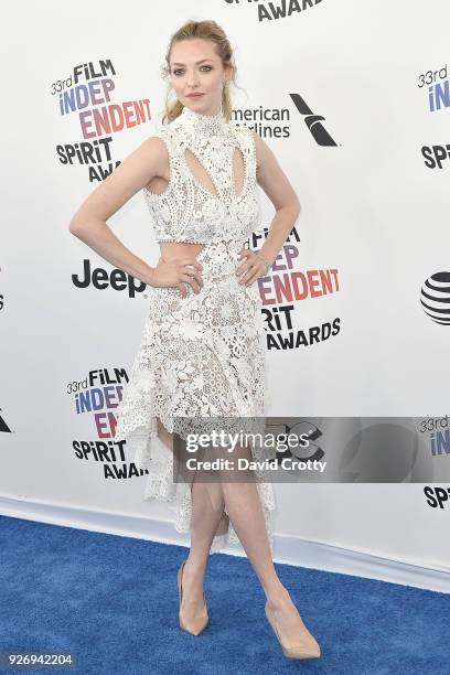 Amanda Seyfried attends the 2018 Film Independent Spirit Awards - Arrivals on March 3, 2018 in Santa Monica, California.